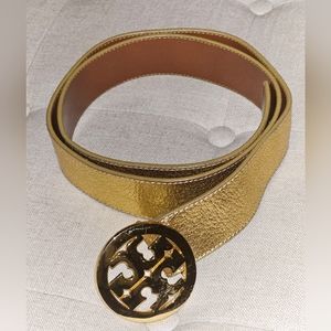 Tory Burch Gold Leather Belt Large 44 inches